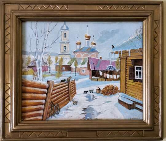 Picture "Russia" in a frame. tree natural Масляная живопись country style realism Италия 1985 г. - фото 1