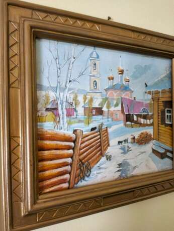 Picture "Russia" in a frame. tree natural Масляная живопись country style realism Италия 1985 г. - фото 3