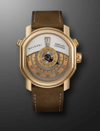 BULGARI & DANIEL ROTH, LIMITED EDITION PINK GOLD JUMP HOUR GMT 'PAPILLON VOYAGEUR', REF. 101835, NO. 56/99 - фото 1