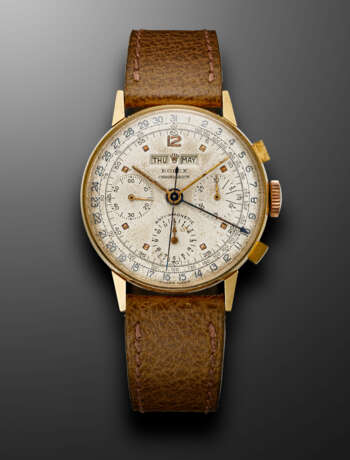 ROLEX, YELLOW GOLD, FRENCH CASED TRIPLE CALENDAR CHRONOGRAPH - Foto 1