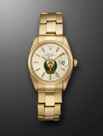 ROLEX, YELLOW GOLD 'OYSTER PERPETUAL DATE' WITH UAE MILITARY EMBLEM, REF. 1503 - photo 1
