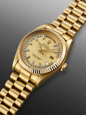ROLEX, YELLOW GOLD 'DAY-DATE' WITH DIAMOND-SET DIAL, REF. 18038 - photo 2