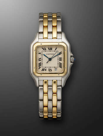 CARTIER, STAINLESS STEEL AND YELLOW GOLD 'PANTHERE', REF. 1100 - photo 1