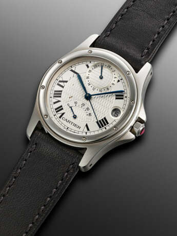 CARTIER, PROTOTYPE STAINLESS STEEL DUAL TIME 'SANTOS RONDE AVIATOR, TEST NO. 1 - photo 2