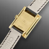 CARTIER, YELLOW GOLD RECTANGULAR WRISTWATCH WITH BLUE ENAMEL BEZEL - photo 3