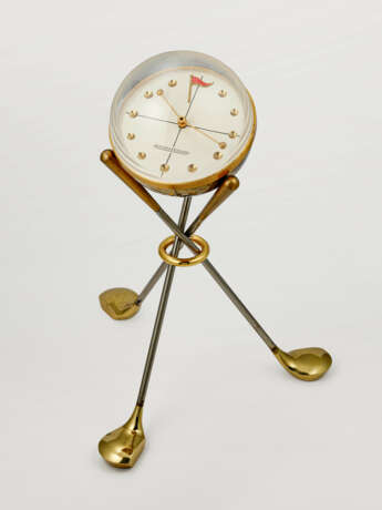 JAEGER-LECOULTRE, BRASS AND STAINLESS STEEL TABLE CLOCK 'GOLF' - фото 1