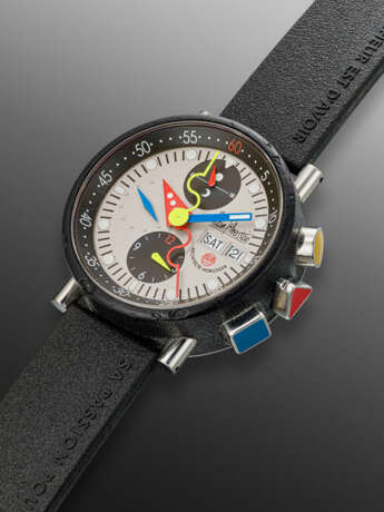 ALAIN SILBERSTEIN, LIMITED EDITION RUBBER COATED STAINLESS STEEL CHRONOGRAPH 'KRONO BAUHAUS', NO. 587/999 - фото 2
