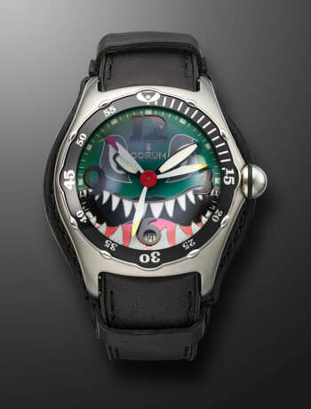 CORUM, LIMITED EDITION STAINLESS STEEL FLYING SHARK 'BUBBLE DIVE BOMBER', REF. 82.180.20 - photo 1