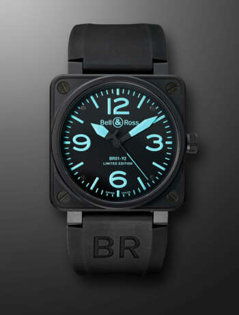 BELL & ROSS, LIMITED EDITION PVD-COATED STAINLESS STEEL WRISTWATCH, REF. BR01-92-SBLU, NO. 184/500 - Foto 1