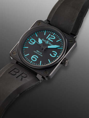 BELL & ROSS, LIMITED EDITION PVD-COATED STAINLESS STEEL WRISTWATCH, REF. BR01-92-SBLU, NO. 184/500 - Foto 2