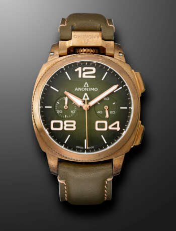 ANONIMO, LIMITED EDITION BRONZE CHRONOGRAPH 'ALPINI MILITARE KHAKI', REF. AM-1123.01, NO. 72/97 - фото 1