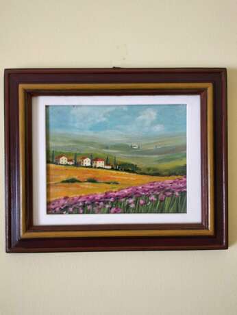 Gemälde, Picture in a frame, Ölgemälde „Painting Tuscan landscape“, Sperrholz, Ölgemälde, Naturalismus, scenery, Italien, 2001 - Foto 3