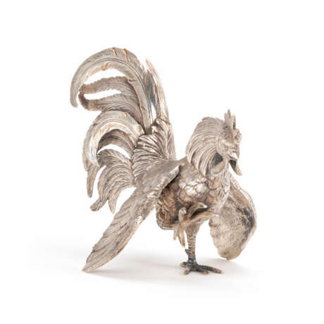 Silberfigur eines Hahns - photo 1