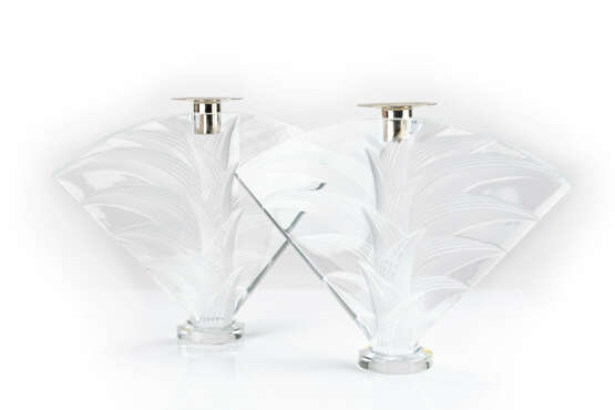 Paar Lalique 'Ravelana' Kerzenhalter - Foto 1