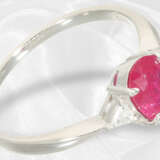 Ring: eleganter Platinring mit sehr schönem Rubin von 1ct - photo 3
