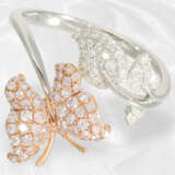 Ring: zierlicher moderner Brillantring "Butterfly", pinke und weiße Brillanten, neuwertig - Foto 2