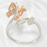 Ring: zierlicher moderner Brillantring "Butterfly", pinke und weiße Brillanten, neuwertig - photo 5
