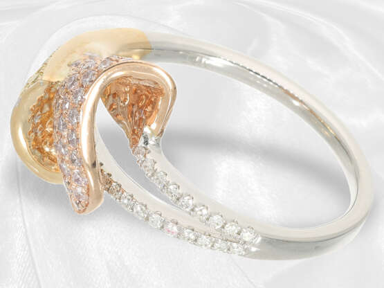 Ring: neuwertiger eleganter Tricolor-Brillantring, weiße, gelbe und pinke Brillanten - Foto 2