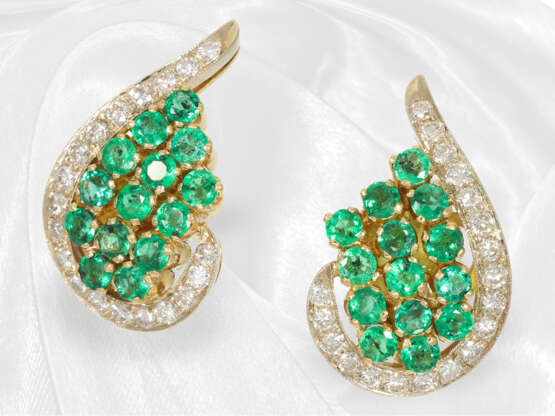 Ohrringe: hochwertige vintage Ohrclips mit Smaragden und Brillanten "Wings" - photo 2