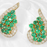 Ohrringe: hochwertige vintage Ohrclips mit Smaragden und Brillanten "Wings" - photo 2