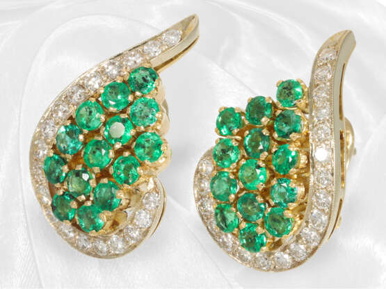 Ohrringe: hochwertige vintage Ohrclips mit Smaragden und Brillanten "Wings" - photo 3