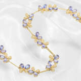 Armband: zierliches Goldschmiedearmband mit Tansaniten und Diamanten, Blütenform - Foto 2