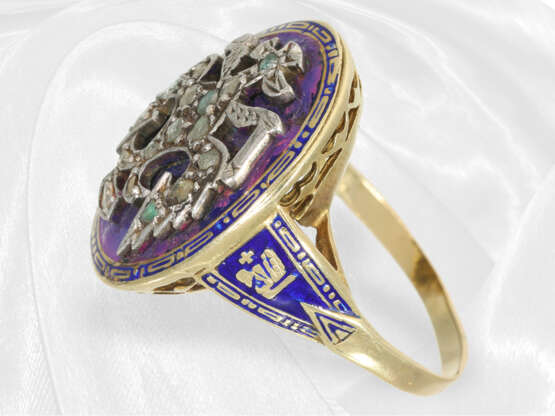 Ring: antiker russischer Gold/Emaillering mit Zaren-Adler, Herstellerpunze Henrik Wigström - фото 3