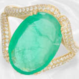 Ring: Ungetragener Smaragd/Brillant-Goldschmiedering mit großem Smaragd von ca. 5,06ct, Handarbeit - Foto 1