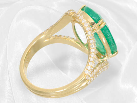 Ring: Ungetragener Smaragd/Brillant-Goldschmiedering mit großem Smaragd von ca. 5,06ct, Handarbeit - фото 4