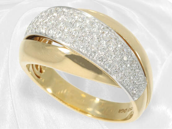 Ring: Außergewöhnlicher und ungetragener Brillant-Goldschmiedering im Overcross-Design, 18K Gelbgold - фото 1