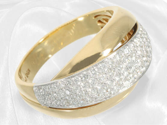 Ring: Außergewöhnlicher und ungetragener Brillant-Goldschmiedering im Overcross-Design, 18K Gelbgold - photo 2