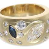 Ring: schwerer, sehr massiver und ausgefallener Saphir/Diamant-Goldschmiedering, ca. 2,14ct - Foto 3