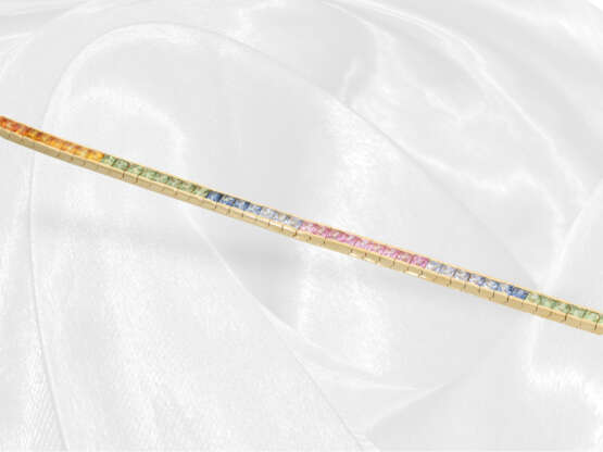 Armband: Sehr schönes und ausgefallenes Saphir/Tennisarmband "Rainbow", ca. 9,5ct - фото 1