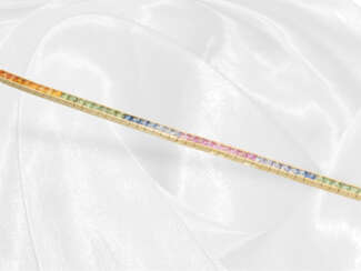Armband: Sehr schönes und ausgefallenes Saphir/Tennisarmband "Rainbow", ca. 9,5ct
