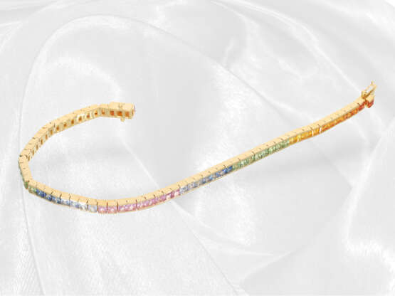 Armband: Sehr schönes und ausgefallenes Saphir/Tennisarmband "Rainbow", ca. 9,5ct - photo 2