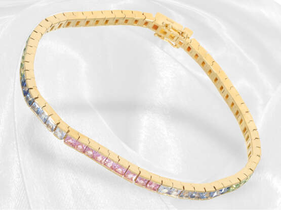 Armband: Sehr schönes und ausgefallenes Saphir/Tennisarmband "Rainbow", ca. 9,5ct - фото 3