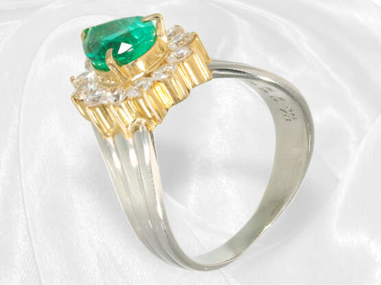 Ring: ehemals teurer Goldschmiedering mit Smaragd und Brillanten, Platin - photo 4