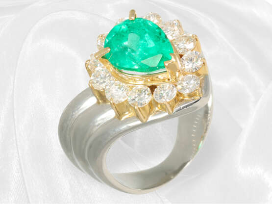 Ring: ehemals teurer Goldschmiedering mit Smaragd und Brillanten, Platin - фото 5