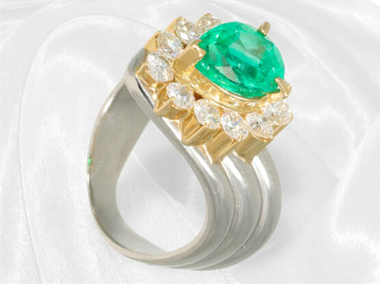 Ring: ehemals teurer Goldschmiedering mit Smaragd und Brillanten, Platin - photo 7