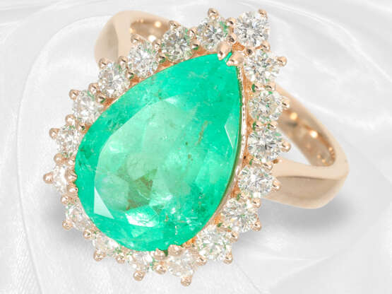 Ring: moderner, ehemals sehr teurer Smaragd/Brillantring, natürlicher kolumbianischer Smaragd von 6,5ct, mit GRS Gemstone Report - фото 1