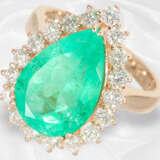 Ring: moderner, ehemals sehr teurer Smaragd/Brillantring, natürlicher kolumbianischer Smaragd von 6,5ct, mit GRS Gemstone Report - Foto 1