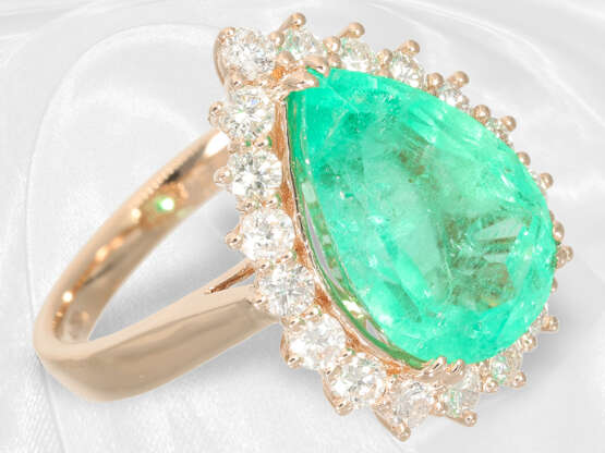 Ring: moderner, ehemals sehr teurer Smaragd/Brillantring, natürlicher kolumbianischer Smaragd von 6,5ct, mit GRS Gemstone Report - фото 2