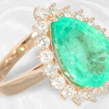 Ring: moderner, ehemals sehr teurer Smaragd/Brillantring, natürlicher kolumbianischer Smaragd von 6,5ct, mit GRS Gemstone Report - photo 2