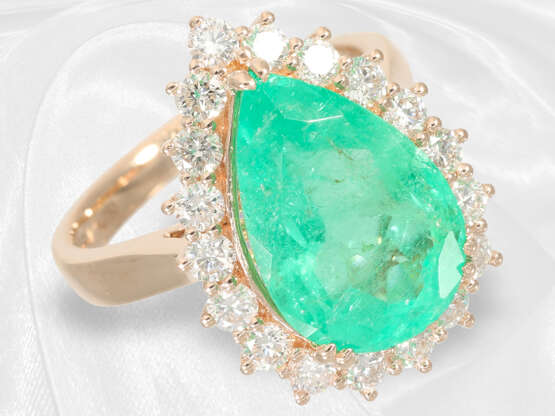 Ring: moderner, ehemals sehr teurer Smaragd/Brillantring, natürlicher kolumbianischer Smaragd von 6,5ct, mit GRS Gemstone Report - фото 3
