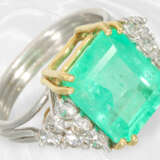Ring: hochwertiger Brillant/Smaragd-Goldschmiedering, feiner Smaragd von ca. 7ct - Foto 3