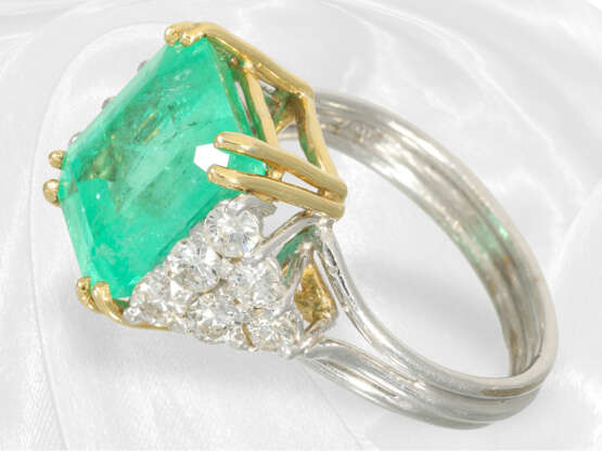Ring: hochwertiger Brillant/Smaragd-Goldschmiedering, feiner Smaragd von ca. 7ct - Foto 5