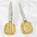 Ohrringe: hochwertiger moderner Diamantschmuck, 2 x Fancy Yellow ca. 0,8ct - фото 1