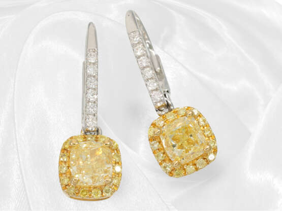 Ohrringe: hochwertiger moderner Diamantschmuck, 2 x Fancy Yellow ca. 0,8ct - фото 3