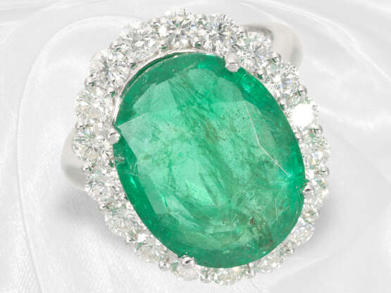 Ungetragener Brillant/Smaragd-Goldschmiedering mit großem Smaragd, Handarbeit, Smaragd ca. 8,78ct - Foto 1