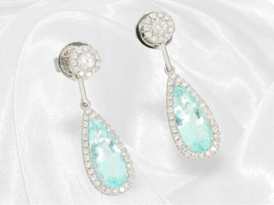 Ohrringe: exquisiter Ohrschmuck mit Brillanten und seltenen Paraiba-Turmalinen, neuwertig - photo 4